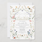 Wildblume & Schmetterling Girl Einladung (Vorderseite)