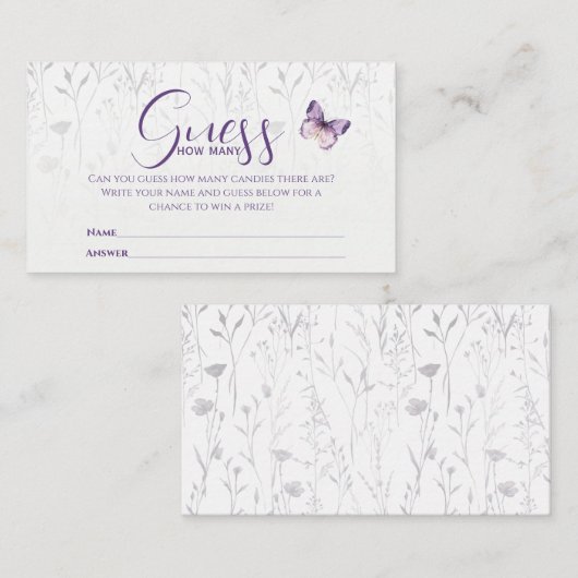 Wildblume Schmetterling schätzt wie viele Spielkar Begleitkarte (Vorne/Hinten)