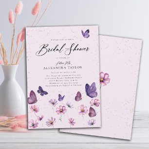 Wildblume Schmetterlinge Lila Garden Brautparty Einladung