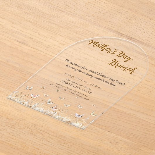 Wildblume Schmetterlinge Muttertag Brunch Acryleinladungen (Ablage )