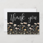 Wildblume Schwarz Dankeskarte (Vorderseite)