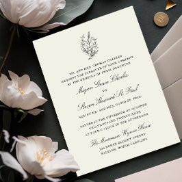 Wildblume Schwarz-Weiß-Hochzeit Einladung