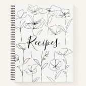 Wildblume Schwarz-Weiß-Minimal Blumenrezeptur Notizblock (Vorderseite)