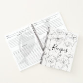 Wildblume Schwarz-Weiß-Minimal Blumenrezeptur Notizblock (Innenseite)