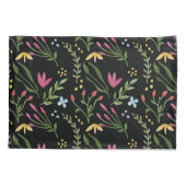 Wildblume Schwarzer Botanischer Flor Kissenbezug (Rückseite)