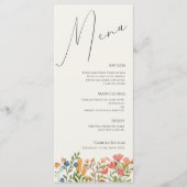 Wildblume Script Modern Wedding Menu Menükarte (Vorderseite)