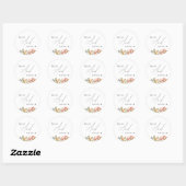 Wildblume Script Wedding Classic Round Sticker (Blatt)