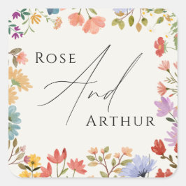 Wildblume Script Wedding Classic Round Sticker