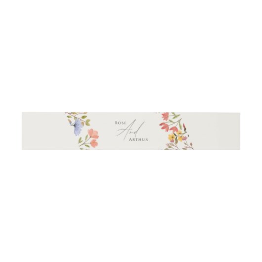 Wildblume Script Wedding Sticker Einladungsbanderole (Flach)