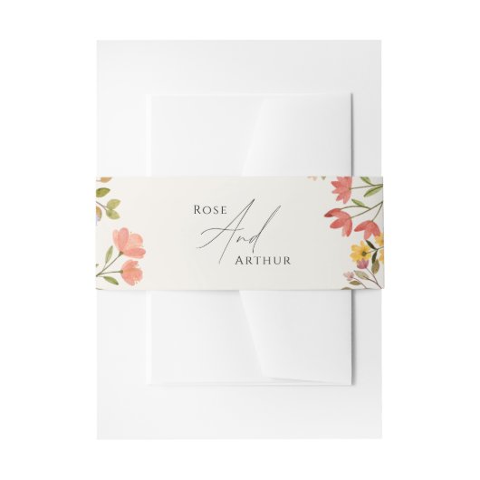 Wildblume Script Wedding Sticker Einladungsbanderole (Vorderseite Beispiel)
