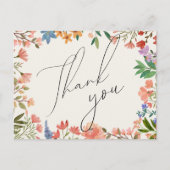 Wildblume Script Wedding Vielen Dank Postcard Postkarte (Vorderseite)