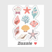 Wildblume Seashell Clam Summer Vibes Floral Beach Aufkleber (Blatt)