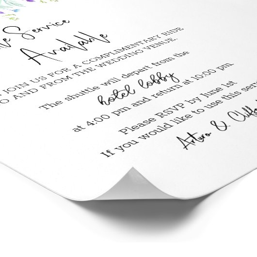 Wildblume Shuttle-Service-Vorlage Poster (Ecke)