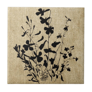 Wildblume Silhouette Burlap Fliese