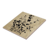 Wildblume Silhouette Burlap Fliese (Seite)