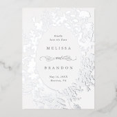 Wildblume Silhouette Hochzeitssache Foto speichern Folieneinladung (Vorderseite)