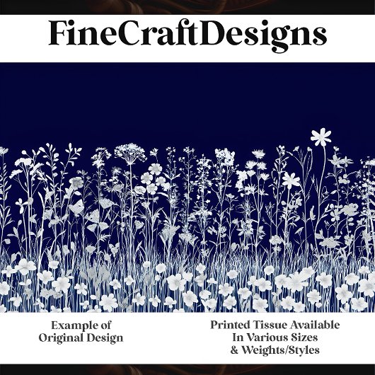 Wildblume Silhouette Midnight Blue J4 Decoupage Seidenpapier