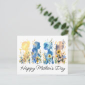 Wildblume Silhouette Muttertag Postkarte (Stehend Vorderseite)