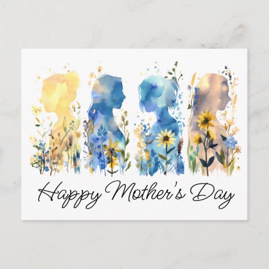 Wildblume Silhouette Muttertag Postkarte (Vorderseite)