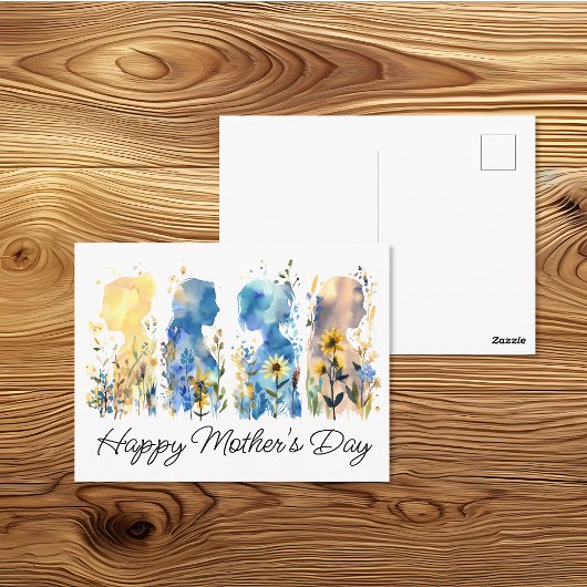 Wildblume Silhouette Muttertag Postkarte