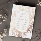 Wildblume Silhouette Oval Rahmen Hochzeit Rose Gol Folieneinladung