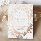 Wildblume Silhouette Oval Rahmen Hochzeit Rose Gol Folieneinladung