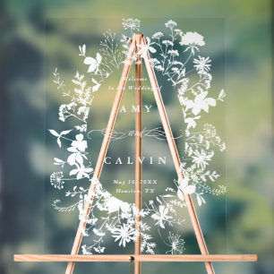 Wildblume Silhouette Rahmen Hochzeitsempfang Acrylschild