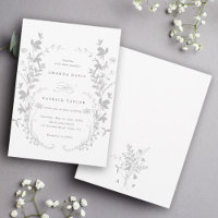 Wildblume Silhouette Wreath Wedding Grau & Weiß