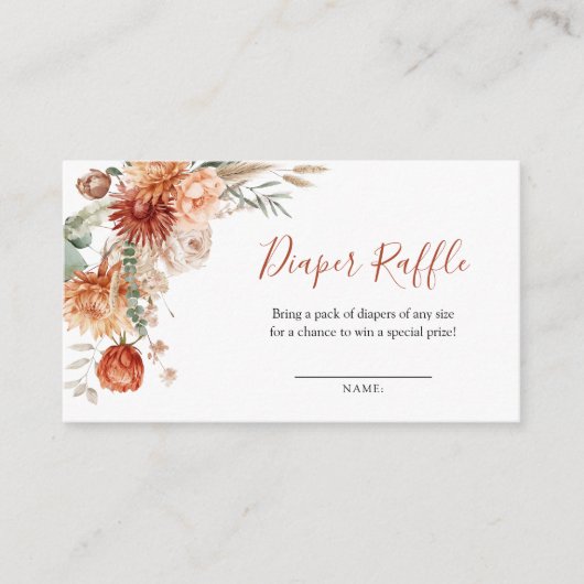 Wildblume sinkt in Liebe Babydusche Windelwindeln Begleitkarte (Vorderseite)