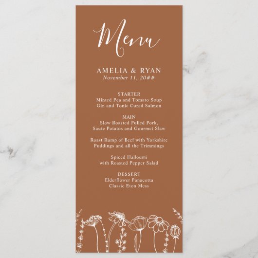 Wildblume Sketch Florenz Menükarte (Vorderseite)