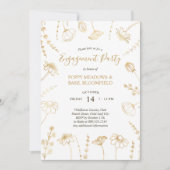 Wildblume Sketch Gold Blume Engagement Partei Einladung (Vorderseite)