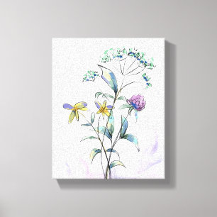 Wildblume Sketch - Minimalistische Blumenkunst Leinwanddruck
