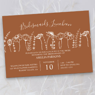 Wildblume Sketch Orange Bridesmaids Luncheon Einladung