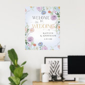 Wildblume Sky Blue Floral Begrüßung Hochzeit Poster (Heimbüro)