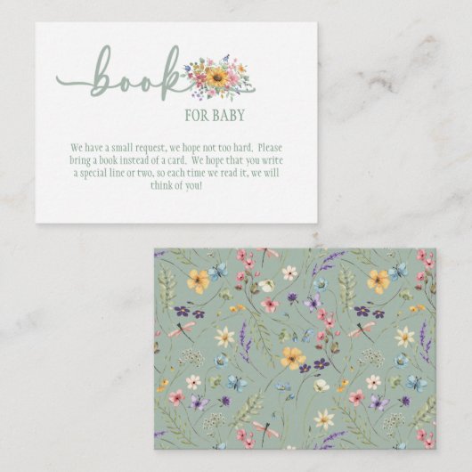Wildblume Solid Green Baby Book for Baby Card Begleitkarte (Vorne/Hinten)