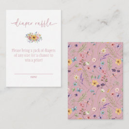 Wildblume Solid Pink Babydusche Windeln Raffel Begleitkarte