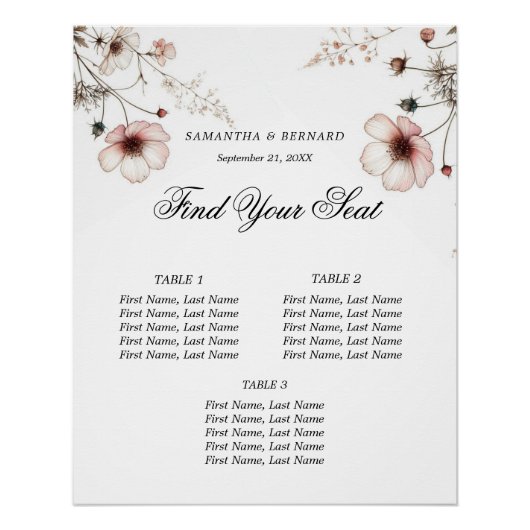 Wildblume Sommerminimalistische Sitzplakette Poster (Vorderseite)