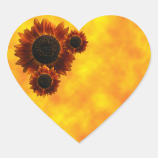 Wildblume Sonnenblumen Herz-Aufkleber