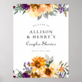 Wildblume Sonnenblumen Paare Brautparty Unterschri Poster (Vorne)