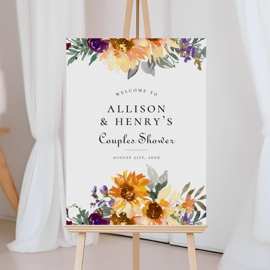 Wildblume Sonnenblumen Paare Brautparty Unterschri Poster