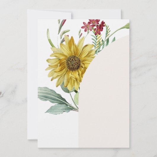 Wildblume Sonnenblumen Schmetterlinge Champagnergl Einladung (Rückseite)