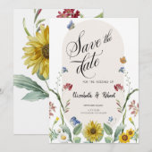 Wildblume Sonnenblumen Schmetterlinge Save the Dat Date (Vorne/Hinten)
