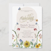 Wildblume Sonnenblumenschmetterlinge Hochzeit Einladung (Vorderseite)