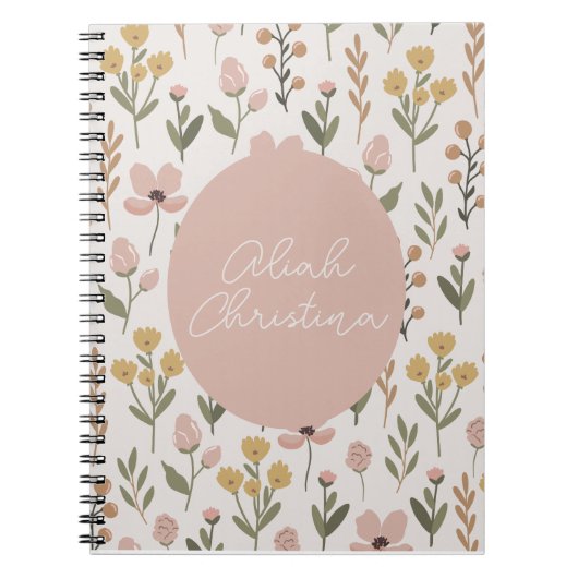 Wildblume Spiral Notebook Personalisiert Baby Notizblock (Vorderseite)