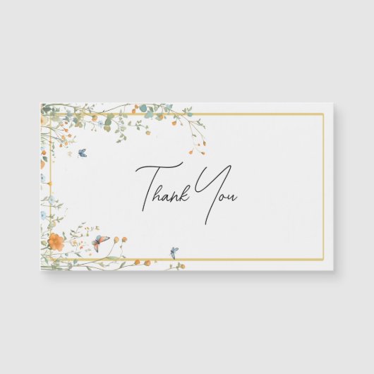 Wildblume Spray mit Elegant Script Vielen Dank Magnetkarte (Vorderseite)