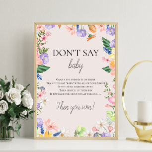 Wildblume Spring Baby Dusche Say Baby Game nicht Fotodruck