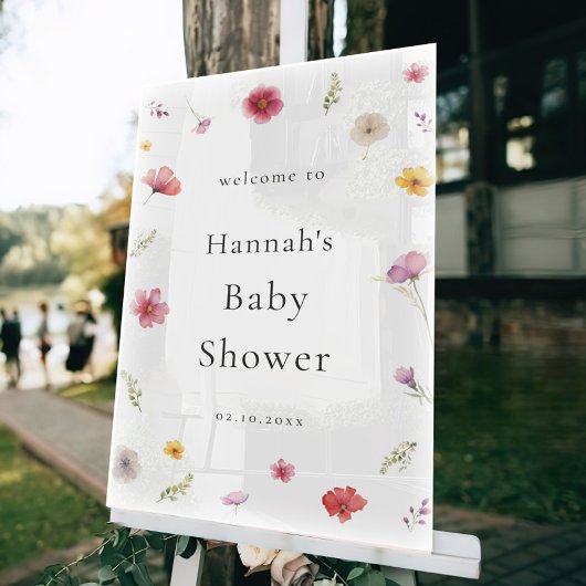 Wildblume Spring Baby Dusche Willkommen Acrylschild