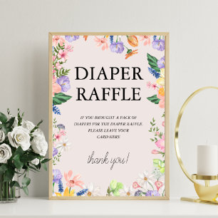 Wildblume Spring Baby Dusche Windeln Raffel Zeiche Fotodruck