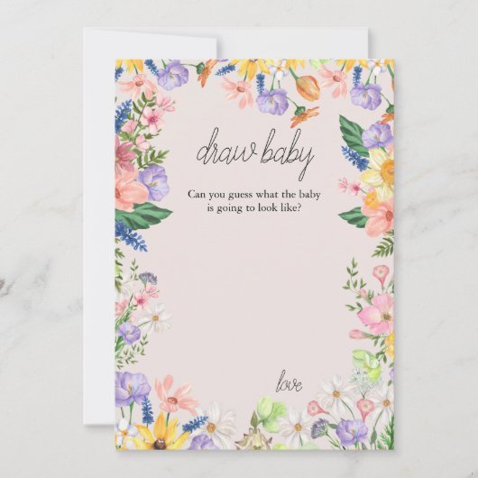 Wildblume Spring Baby Shower Zeichne Baby Game Car Einladung (Vorderseite)