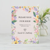 Wildblume Spring Bible Guest Book Wedding Einladung (Stehend Vorderseite)
